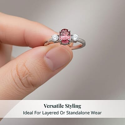 Premium Color Change Garnet and G-H SI Luxuriant Lab Grown Diamond 1.20 ctw Ring in Rhodium Over Sterling Silver (Size 10.0)