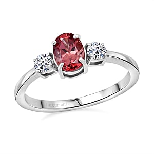 Premium Color Change Garnet and G-H SI Luxuriant Lab Grown Diamond 1.20 ctw Ring in Rhodium Over Sterling Silver (Size 5.0)