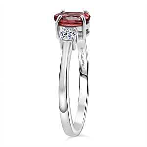 Premium Color Change Garnet and G-H SI Luxuriant Lab Grown Diamond 1.20 ctw Ring in Rhodium Over Sterling Silver (Size 7.0)