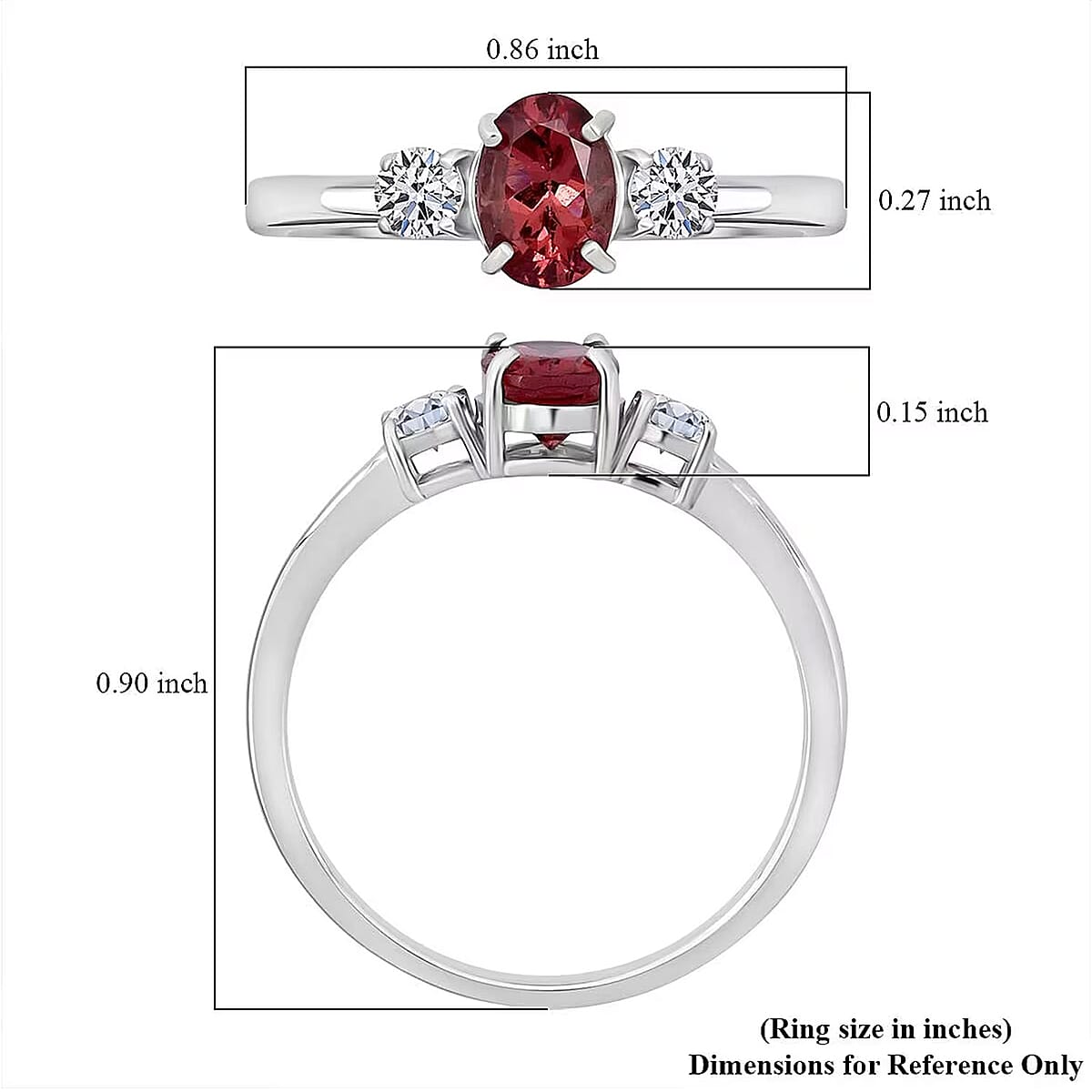 Premium Color Change Garnet and G-H SI Luxuriant Lab Grown Diamond 1.20 ctw Ring in Rhodium Over Sterling Silver (Size 9.0) image number 5