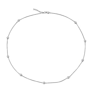 Luxuriant Lab Grown Diamond SI 1.00 ctw Station Necklace in Rhodium Over Sterling Silver 18 Inches