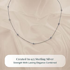 Luxuriant Lab Grown Diamond SI 1.00 ctw Station Necklace in Rhodium Over Sterling Silver 18 Inches