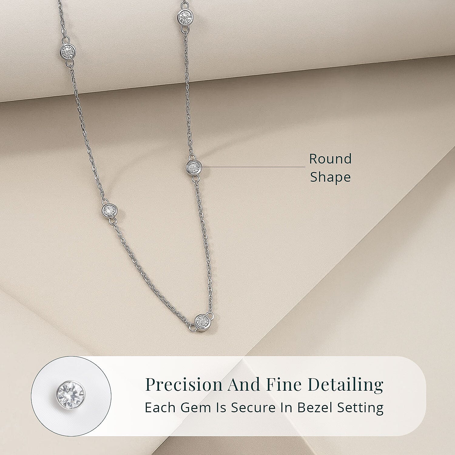 Luxuriant Lab Grown Diamond SI 1.00 ctw Station Necklace in Rhodium Over Sterling Silver 18 Inches