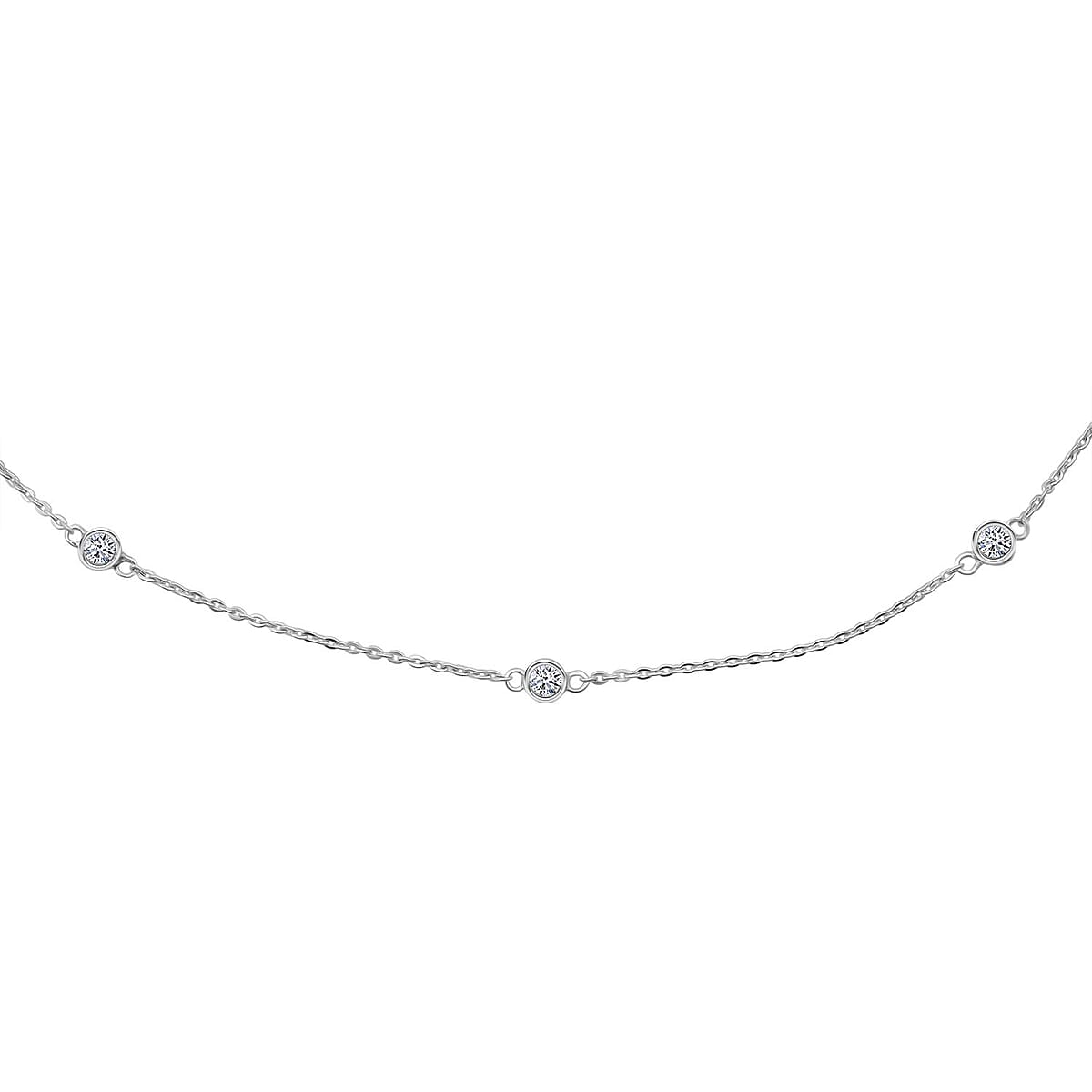 Luxuriant Lab Grown Diamond SI 1.00 ctw Station Necklace in Rhodium Over Sterling Silver 18 Inches image number 4