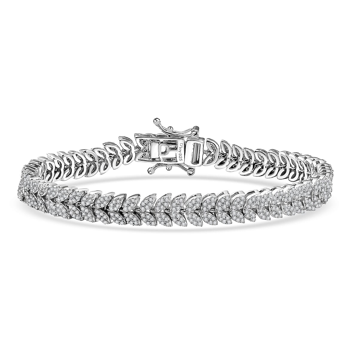 D'Joy Diamond 2.50 ctw Frozen Leaf Bracelet in Rhodium Over Sterling Silver (7.25 In) image number 0