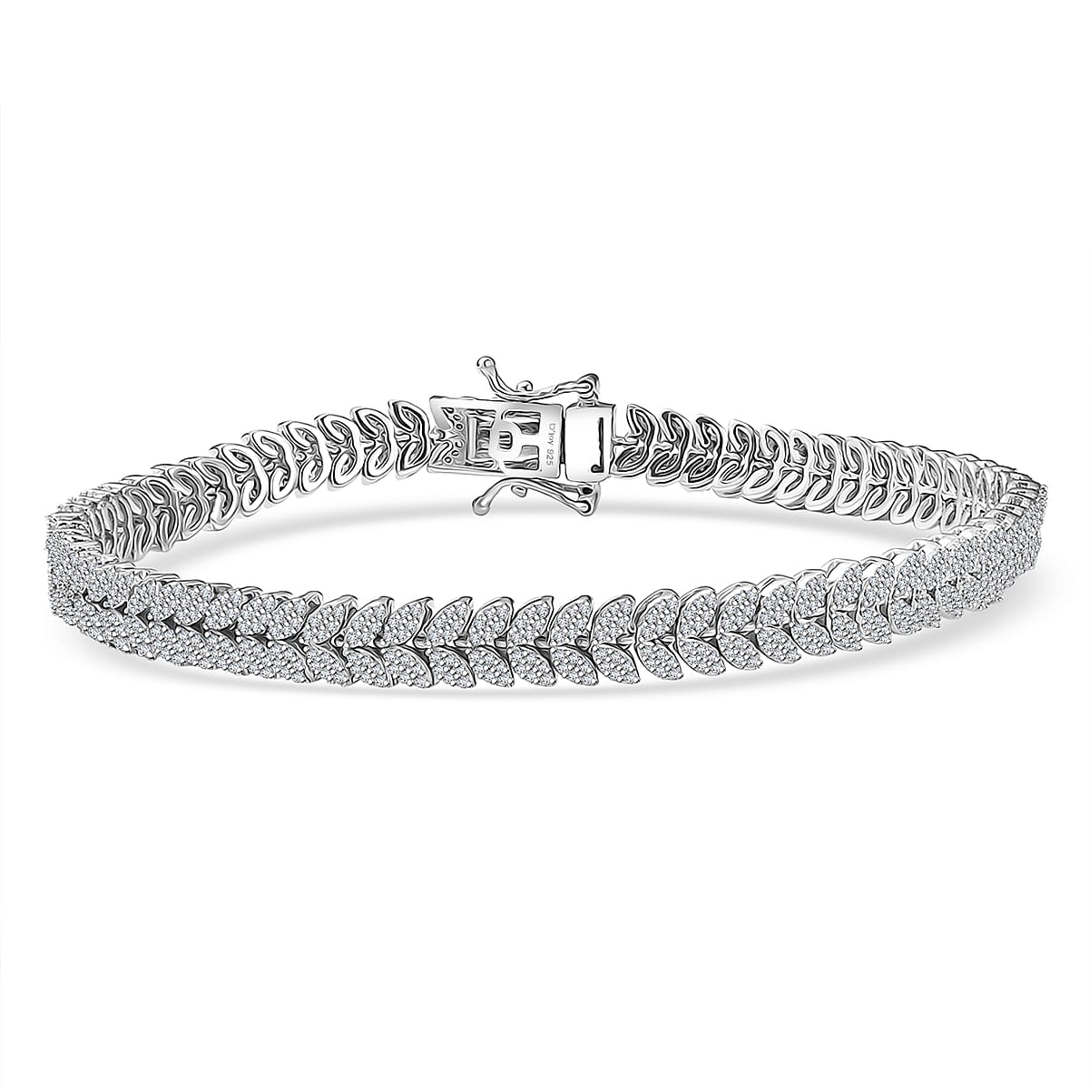 D'Joy Diamond 2.50 ctw Frozen Leaf Bracelet in Rhodium Over Sterling Silver (8.00 In) image number 0