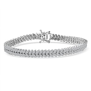 D'Joy Diamond 2.50 ctw Frozen Leaf Bracelet in Rhodium Over Sterling Silver (8.00 In)