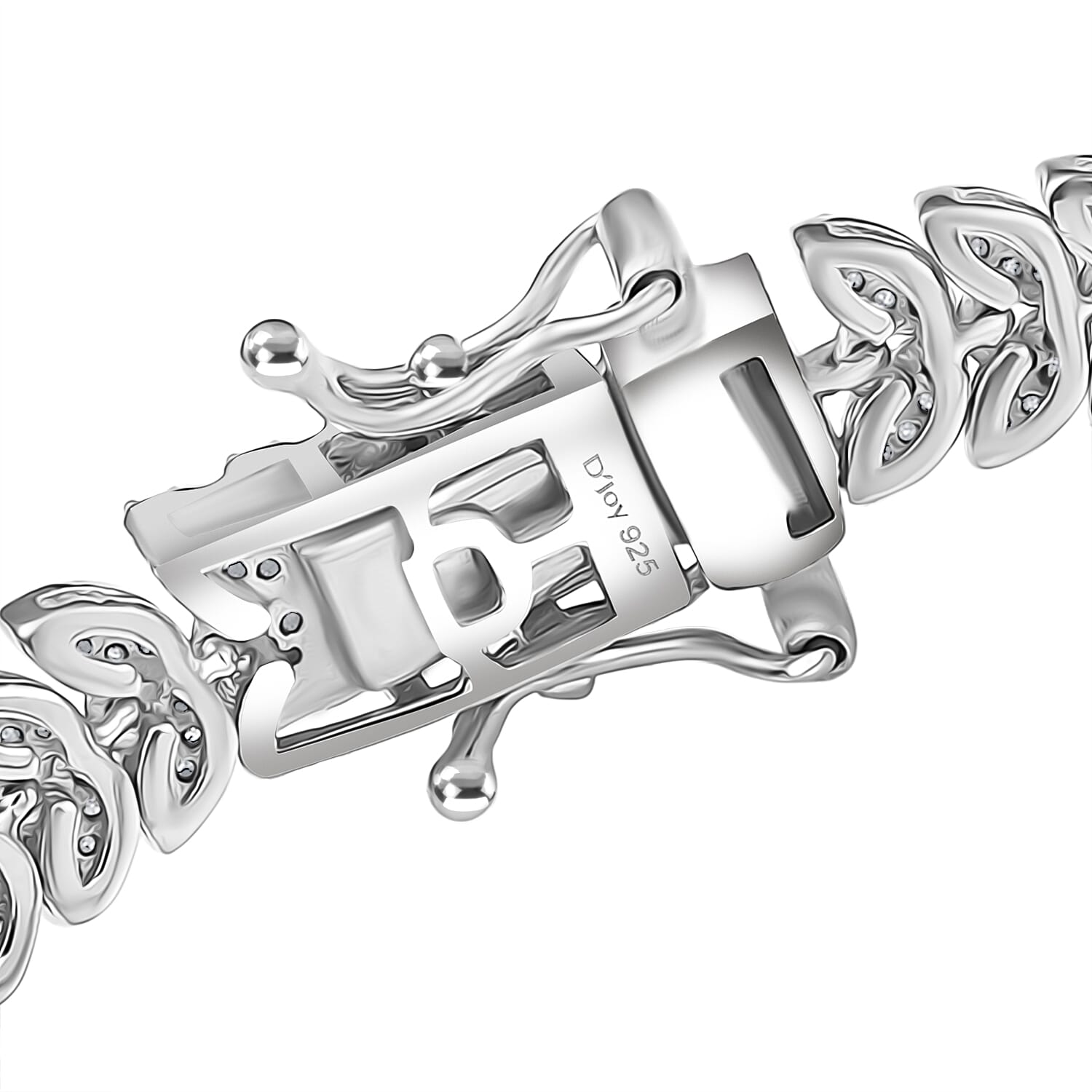 D'Joy Diamond 2.50 ctw Frozen Leaf Bracelet in Rhodium Over Sterling Silver (8.00 In)