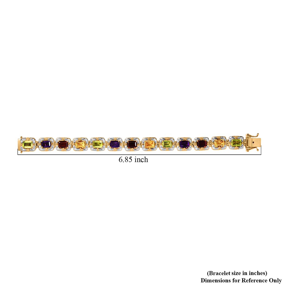 GP Italian Garden Collection Multi Gemstone 13.50 ctw Bracelet in Rhodium and 18K Vermeil Yellow Gold Over Sterling Silver (6.50 In) image number 6