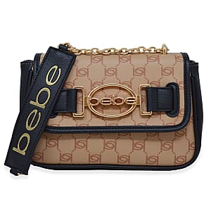 Closeout Bebe Black and Almond Jacquard Shoulder Bag
