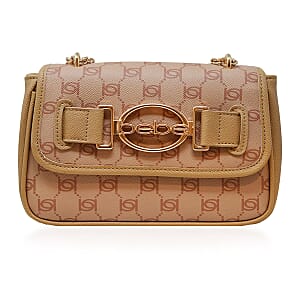Closeout Bebe Tan and Almond Jacquard Shoulder Bag