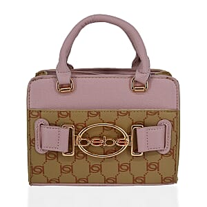 Closeout Bebe Pink and Almond Jacquard Crossbody Bag