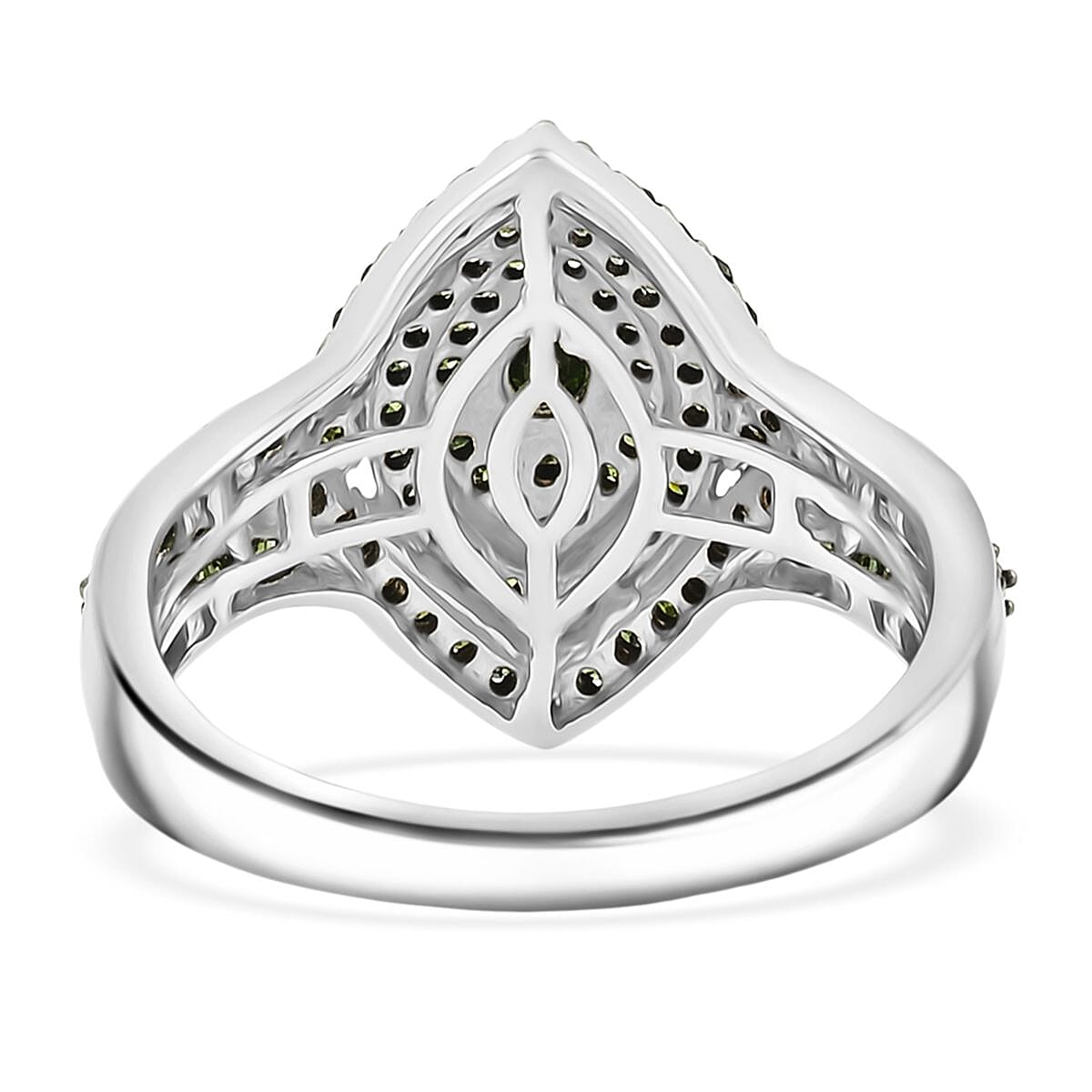 D'Joy Green Diamond 1.00 ctw Ring in Platinum Over Sterling Silver (Size 8.5)  image number 4