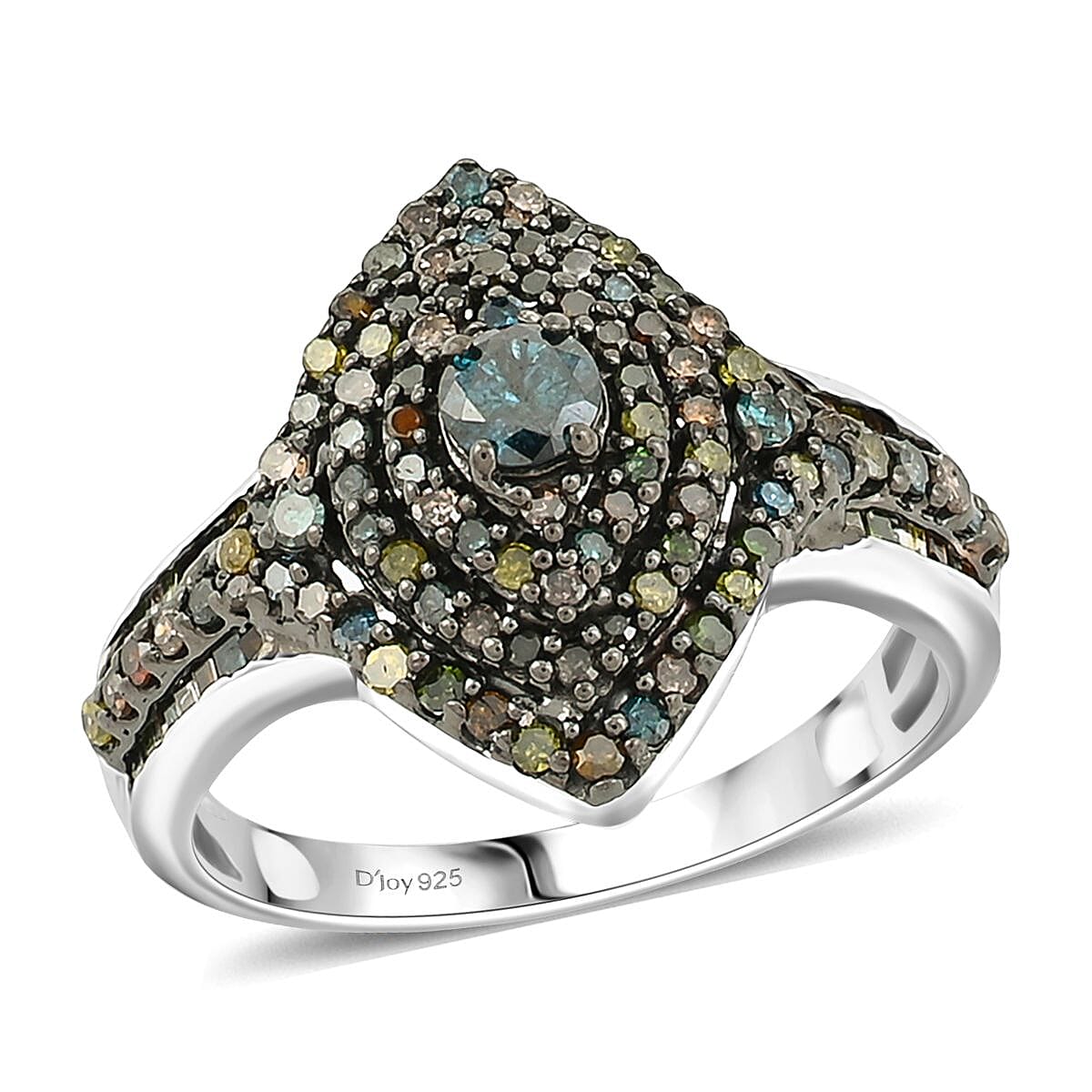 D'Joy Multi Diamond 1.00 ctw Ring in Platinum Over Sterling Silver (Size 7.5)  image number 0