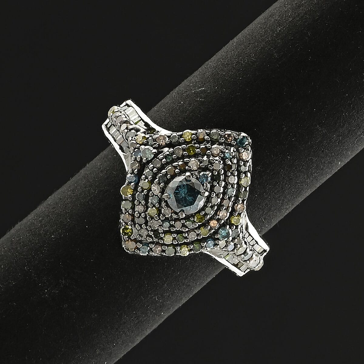 D'Joy Multi Diamond 1.00 ctw Ring in Platinum Over Sterling Silver (Size 7.5)  image number 1