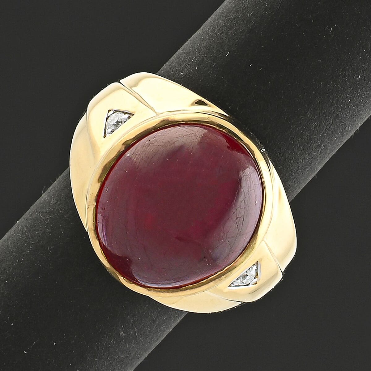 Premium African Ruby (FF) and Moissanite 21.15 ctw Men's Ring in Vermeil Yellow Gold Over Sterling Silver (Size 10.5) image number 1