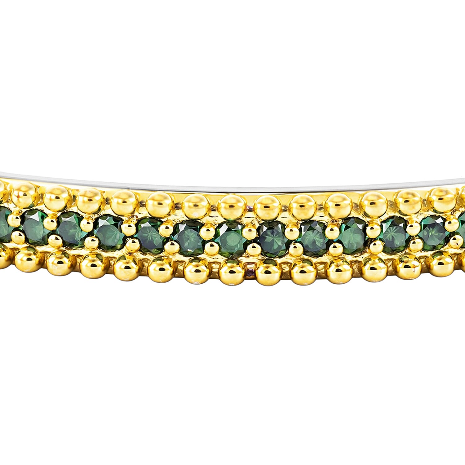 D'Joy Green Diamond 1.50 ctw Bangle Bracelet in 18K Vermeil YG and Rhodium Over Sterling Silver (7.25 In)