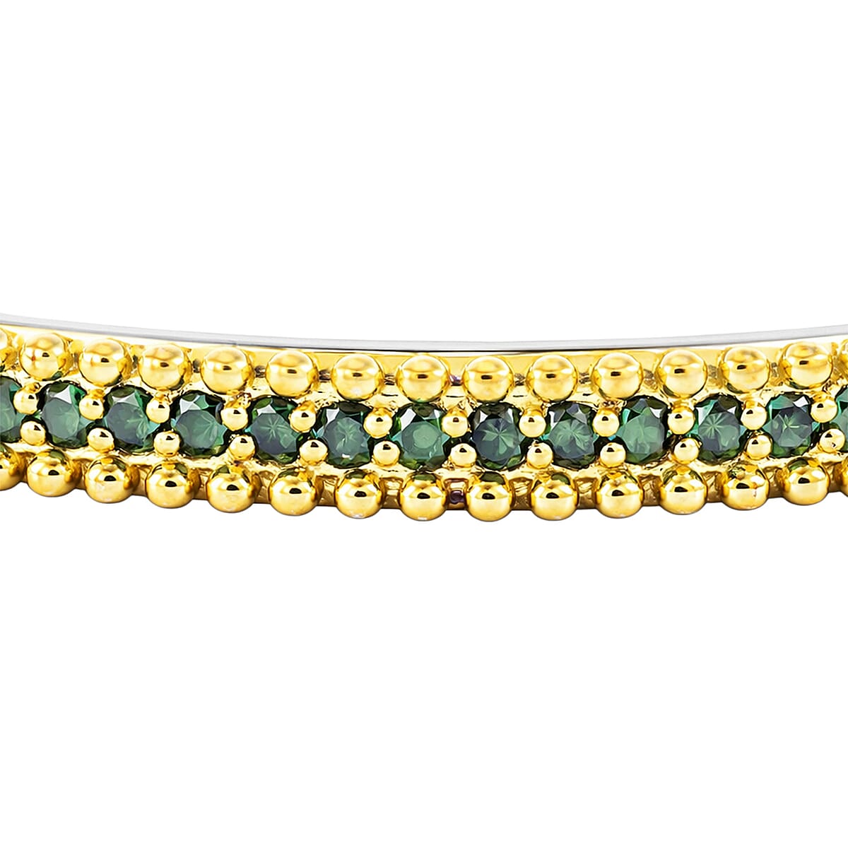 D'Joy Green Diamond 1.50 ctw Bangle Bracelet in 18K Vermeil YG and Rhodium Over Sterling Silver (7.25 In) image number 3