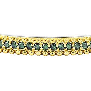 D'Joy Green Diamond 1.50 ctw Bangle Bracelet in 18K Vermeil YG and Rhodium Over Sterling Silver (7.25 In)