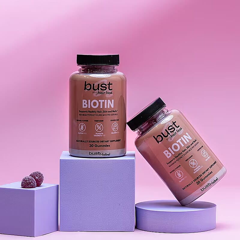 Bust My Hair Loss Biotin- Healthy Hair, Skin & Nails Dietary Supplement (30 Gummies)
