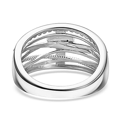 D'Joy Line of faith Ring in 18K Vermeil YG and Rhodium Over Sterling Silver (Size 10.0) 4.45 Grams