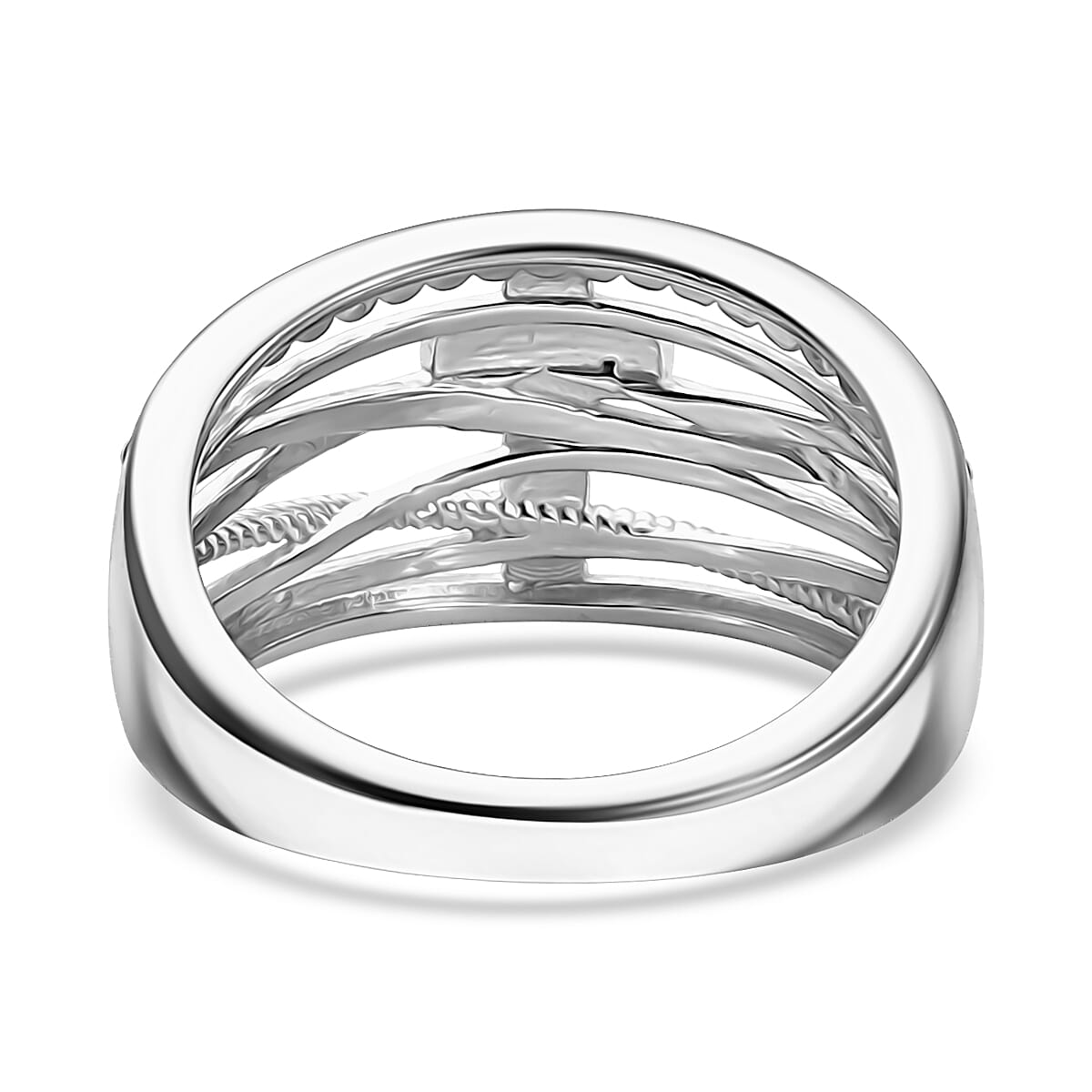 D'Joy Line of faith Ring in 18K Vermeil YG and Rhodium Over Sterling Silver (Size 6.0) 4.45 Grams image number 4