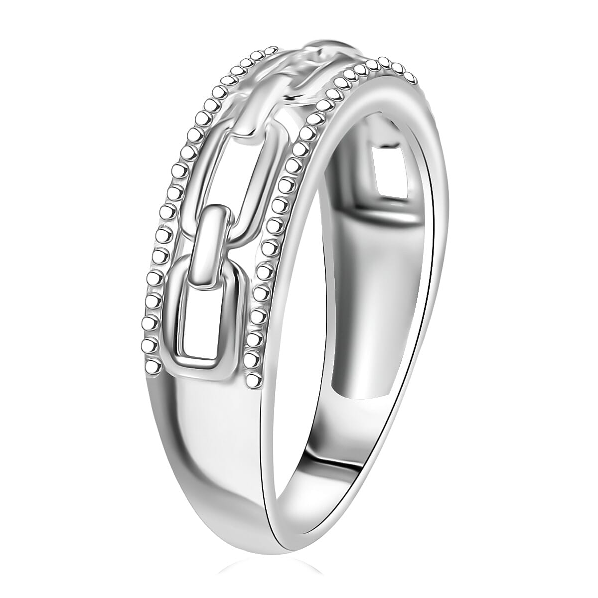 D'Joy Paper Clip Link Ring in Rhodium Over Sterling Silver (Size 7.0) 3.60 Grams image number 3