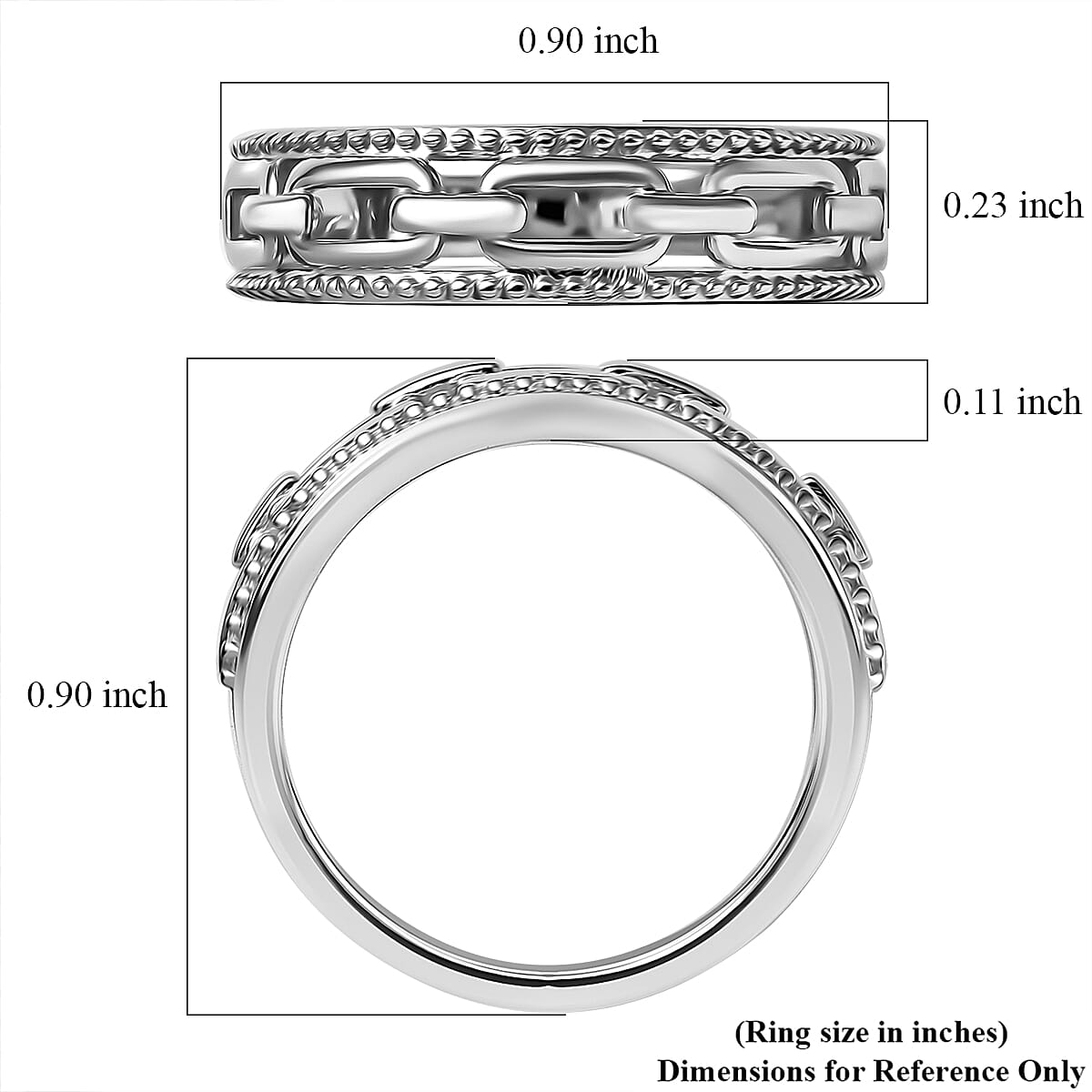 D'Joy Paper Clip Link Ring in Rhodium Over Sterling Silver (Size 8.0) image number 5