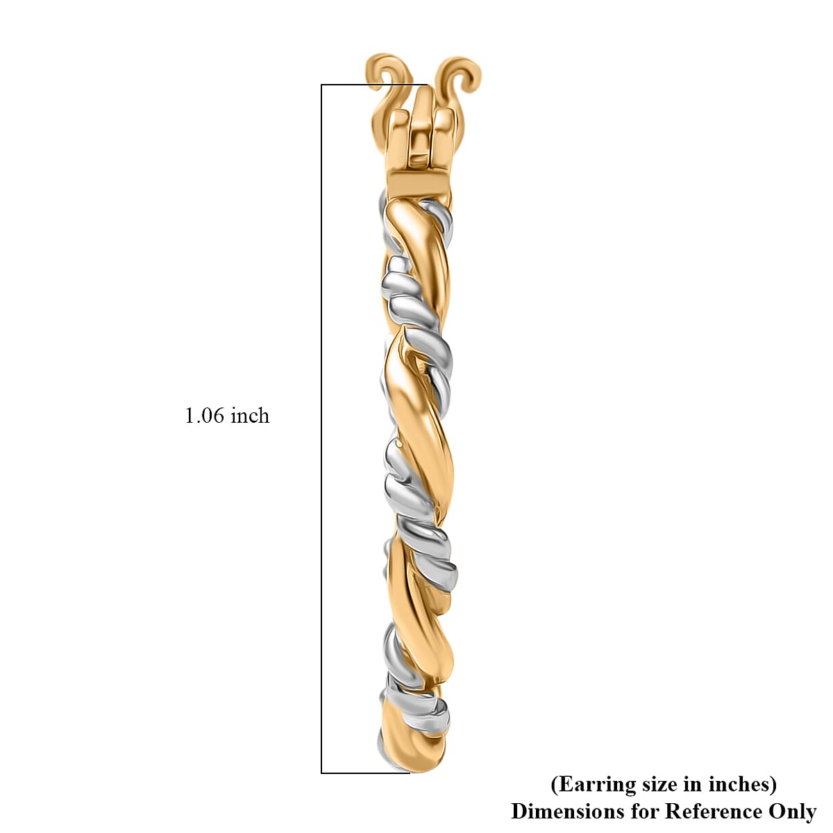 D'Joy Two-tone Twisted Hoop Earrings in 18K Vermeil YG and Rhodium Over Sterling Silver 5 Grams image number 4