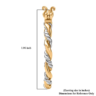 D'Joy Two-tone Twisted Hoop Earrings in 18K Vermeil YG and Rhodium Over Sterling Silver 5 Grams