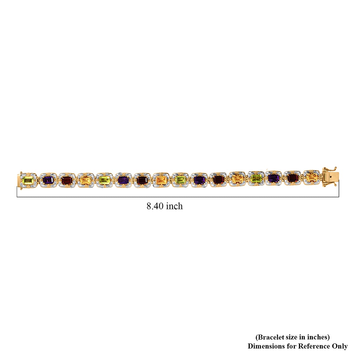 GP Italian Garden Collection Multi Gemstone 14.50 ctw Bracelet in Rhodium & 18K Vermeil Yellow Gold Over Sterling Silver (7.25 In) image number 6