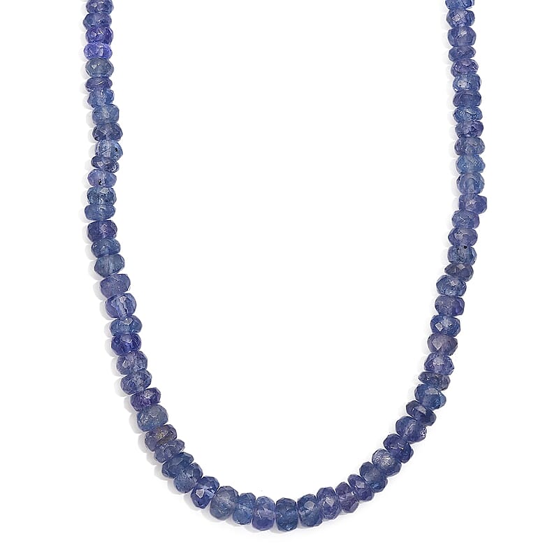 D'Joy Premium Tanzanite 50.00 ctw Beaded Necklace in Rhodium Over Sterling Silver 18-20 Inches