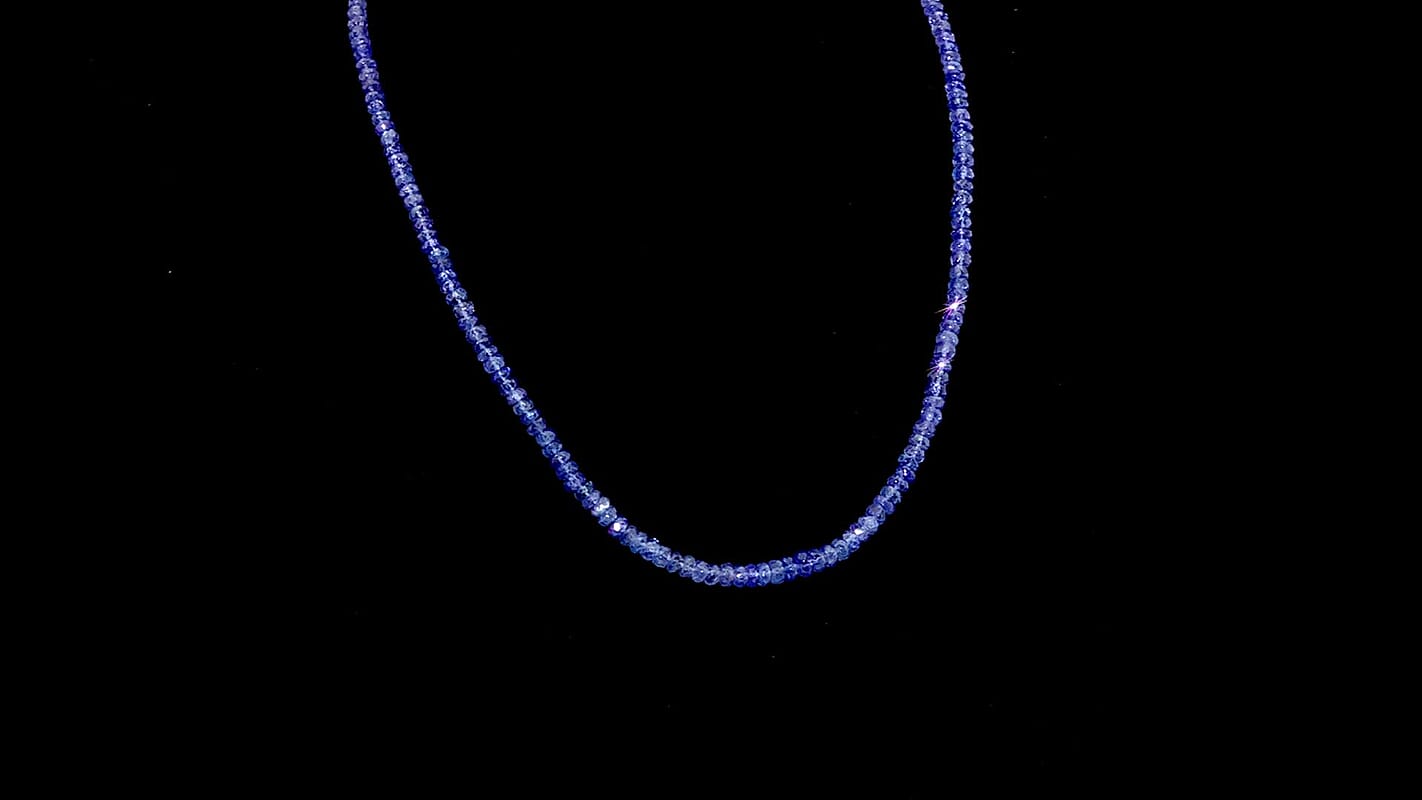 D'Joy Premium Tanzanite 50.00 ctw Beaded Necklace in Rhodium Over Sterling Silver 18-20 Inches