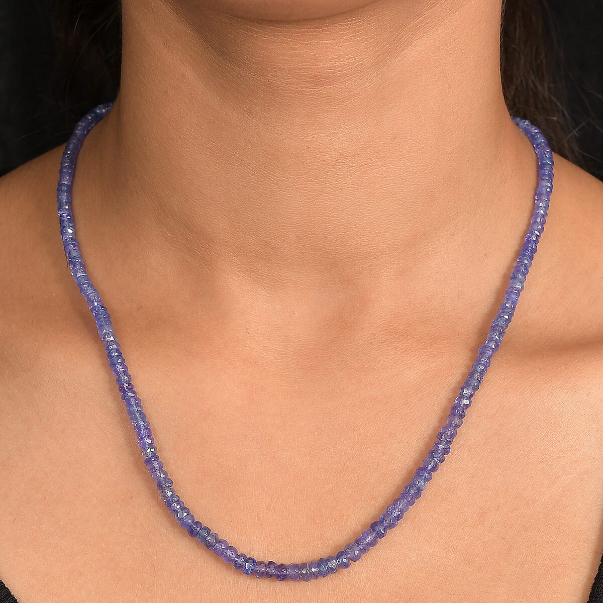 D'Joy Premium Tanzanite 50.00 ctw Beaded Necklace in Rhodium Over Sterling Silver 18-20 Inches image number 2