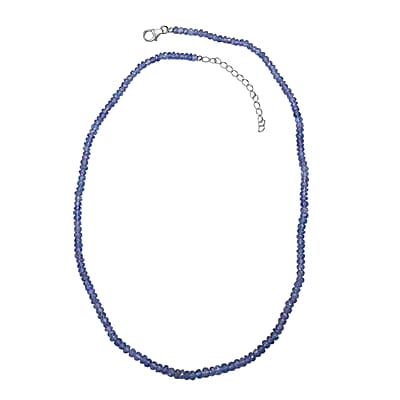 D'Joy Premium Tanzanite 50.00 ctw Beaded Necklace in Rhodium Over Sterling Silver 18-20 Inches