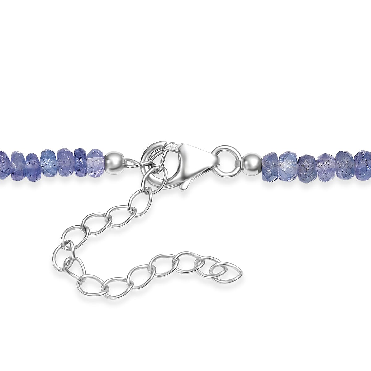 D'Joy Premium Tanzanite 50.00 ctw Beaded Necklace in Rhodium Over Sterling Silver 18-20 Inches