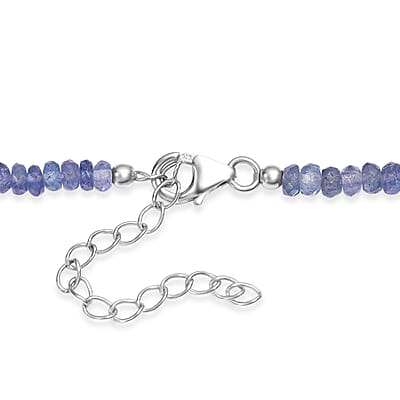 D'Joy Premium Tanzanite 50.00 ctw Beaded Necklace in Rhodium Over Sterling Silver 18-20 Inches