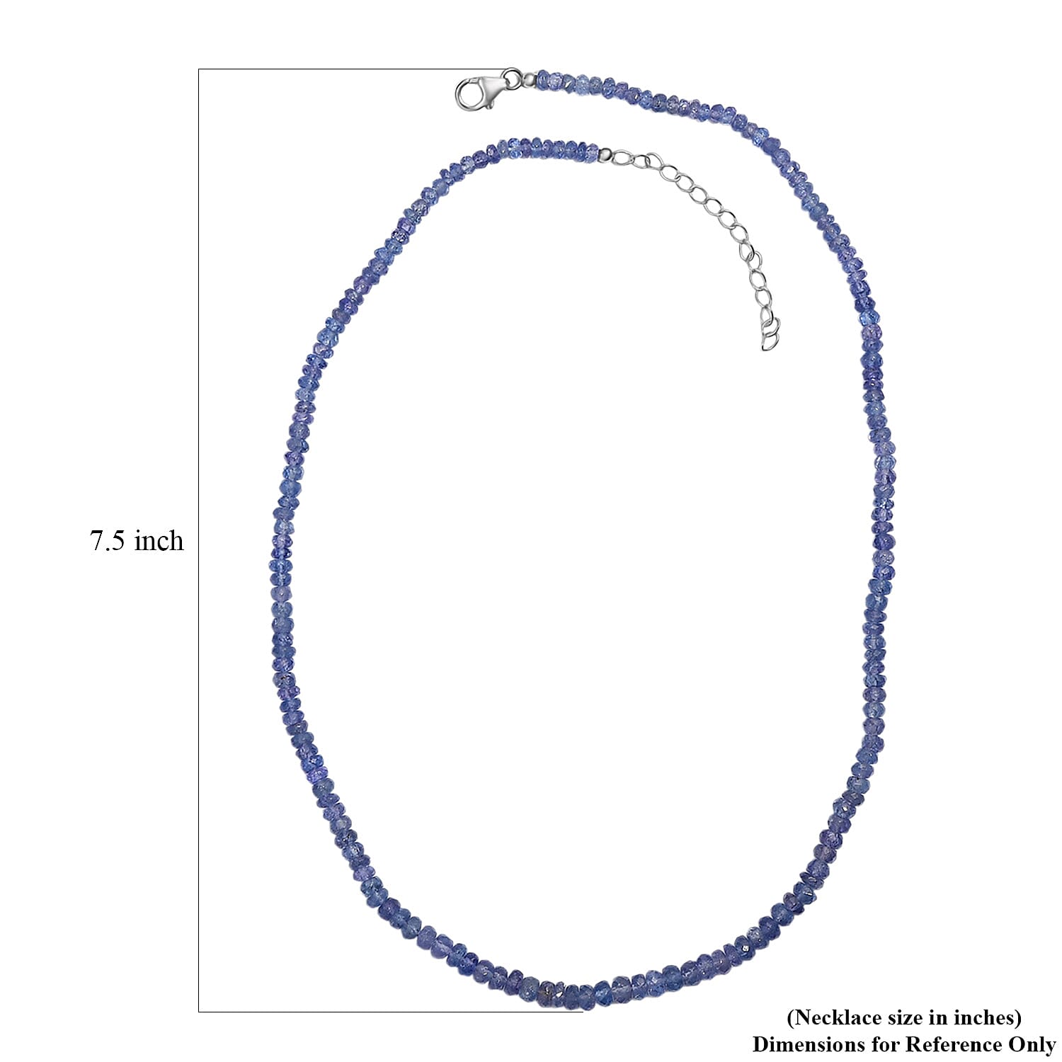 D'Joy Premium Tanzanite 50.00 ctw Beaded Necklace in Rhodium Over Sterling Silver 18-20 Inches