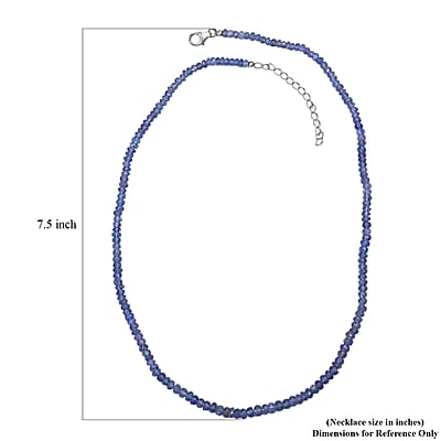 D'Joy Premium Tanzanite 50.00 ctw Beaded Necklace in Rhodium Over Sterling Silver 18-20 Inches