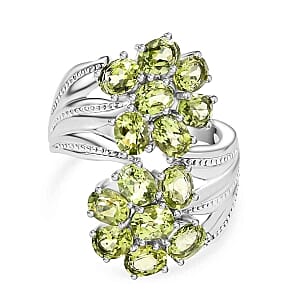 EverTrue Hebei Peridot 4.90 ctw Ring in Stainless Steel (Size 6.5)