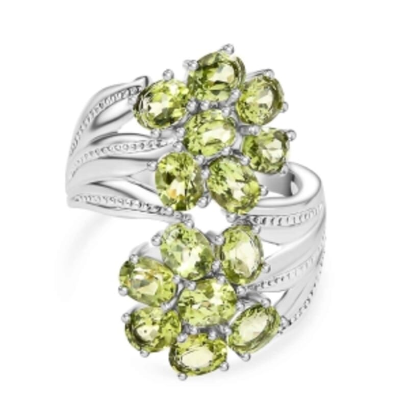 EverTrue Hebei Peridot 4.90 ctw Ring in Stainless Steel (Size 6.5)