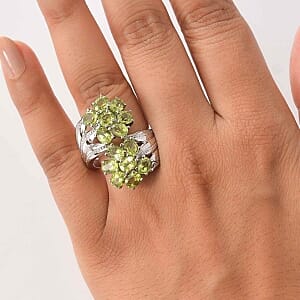 EverTrue Hebei Peridot 4.90 ctw Ring in Stainless Steel (Size 6.5)