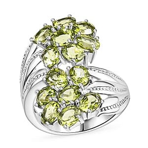 EverTrue Hebei Peridot 4.90 ctw Ring in Stainless Steel (Size 6.5)