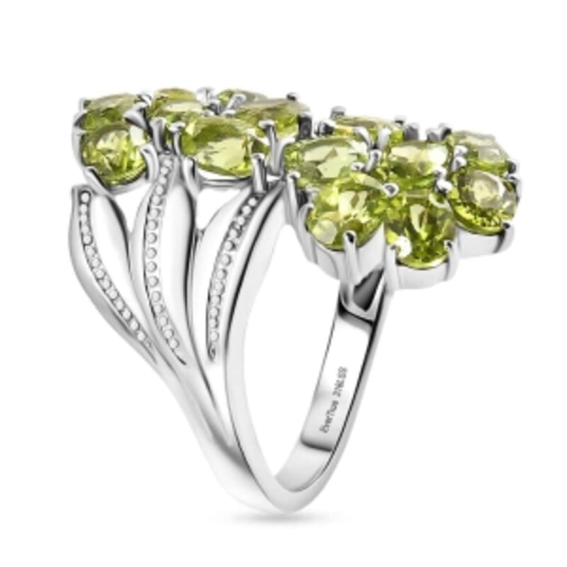 EverTrue Hebei Peridot 4.90 ctw Ring in Stainless Steel (Size 6.5)