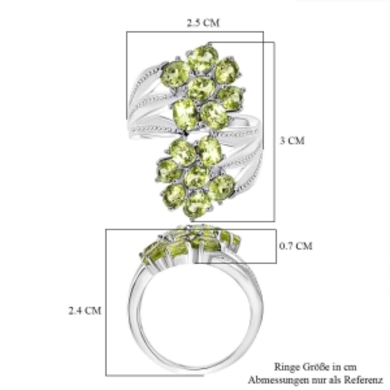 EverTrue Hebei Peridot 4.90 ctw Ring in Stainless Steel (Size 6.5)