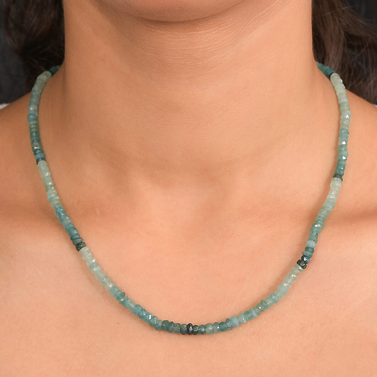 D'Joy Grandidierite 72.00 ctw Beaded Necklace in Rhodium Over Sterling Silver 18 Inches image number 2
