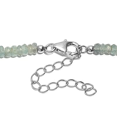D'Joy Grandidierite 72.00 ctw Beaded Necklace in Rhodium Over Sterling Silver 18 Inches