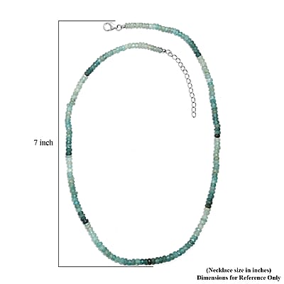 D'Joy Grandidierite 72.00 ctw Beaded Necklace in Rhodium Over Sterling Silver 18 Inches