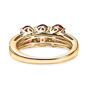 D'Joy Lab Created Padparadscha Sapphire 3.59 ctw Ring in Vermeil Yellow Gold Over Sterling Silver (Size 11.5)