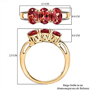 D'Joy Lab Created Padparadscha Sapphire 3.59 ctw Ring in Vermeil Yellow Gold Over Sterling Silver (Size 11.5)